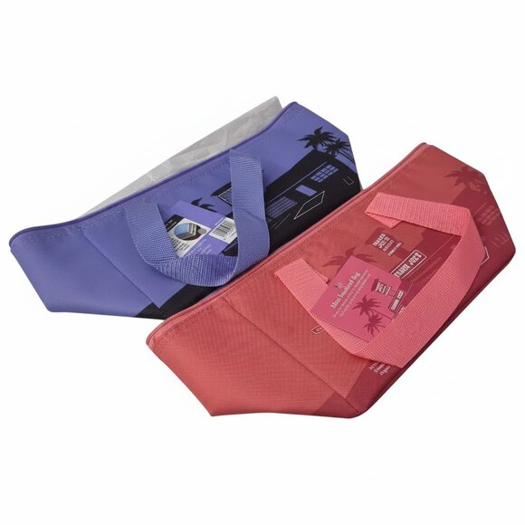 Trader Joe's Insulated Lunch Tote Bag (Purple And Pink) Set Of 2 - Picture 1 of 7